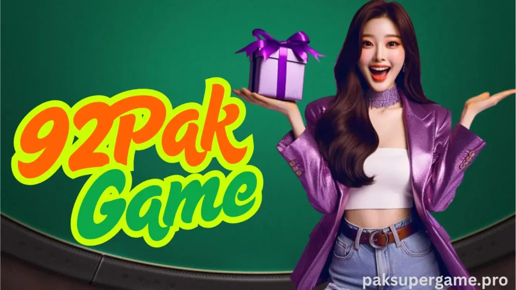 92 Pak Game home screen showing popular games and real cash rewards